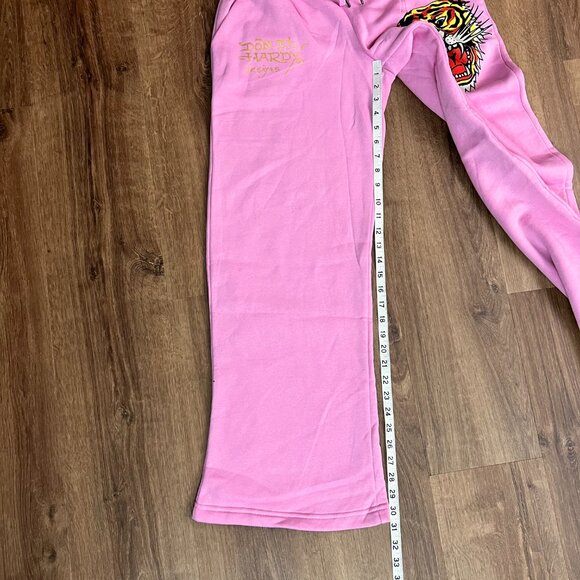 NEW Ed Hardy Tiger Tattoo Wide Leg Pink Jogger Sweatpants Y2K - Picture 13 of 15